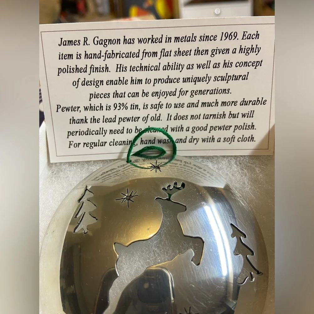James R. Gagnon pewter ornament Riverton, CT vintage